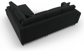Черен кадифен разтегателен ъглов диван с място за съхранение (десен ъгъл/L форма) Kyoto – Cosmopolitan Design