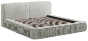 Светлосиво тапицирано двойно легло с място за съхранение 140x200 cm Keoni - Makamii