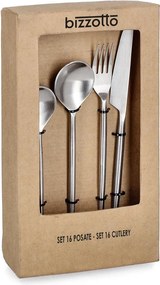 Прибори за хранене 16 бр. от неръждаема стомана в сребрист цвят за 4 души Bronte – Bizzotto