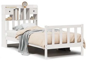 3321738 vidaXL Легло с етажерка за книги, без матрак, 90x200 см, бор масив
