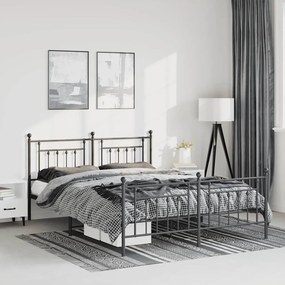 353557 vidaXL Метална рамка за легло с горна и долна табла, черна, 150x200 см