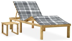 3065878 vidaXL Градински шезлонг с масичка и шалте, импрегнирано борово дърво