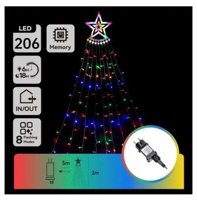 Aigostar - LED RGBY Външна коледна украса 206xLED/6W/230V 2m IP44