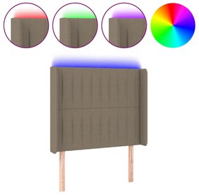 3124264 vidaXL LED горна табла за легло, таупе, 83x16x118/128 см, плат