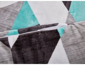 Сиво-тюркоазено единично спално бельо от микроплюш 140x200 cm Abstract – My House