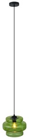 Ретро висяща лампа черна със зелено стъкло - Denise