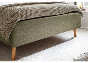 Зелено двойно легло 140x200 cm тапицирано с място за съхранение с включена подматрачна рамка Lotte – Meise Möbel