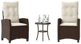 365226 vidaXL Бистро комплект с възглавници 3 части кафяв полиратан