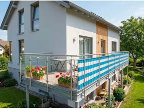 Бяло-син пластмасов балконски параван 500x90 cm – Garden Pleasure