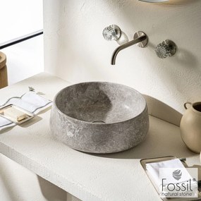 Мраморен умивалник Fossil-Сив