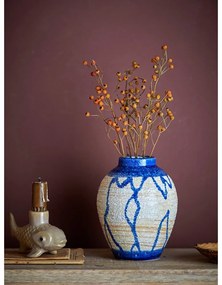 Синя/кремава глинена ваза (височина 16 cm) Avon – Bloomingville