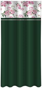 Елегантна тъмнозелена завеса с принт на божур Ширина: 160 см | Дължина: 270 см