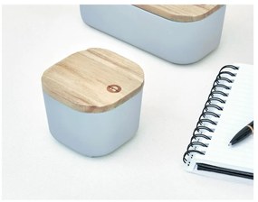Сива кутия за съхранение с капак, изработена от дърво от пауловния , 9 x 9 cm Eco - iDesign