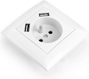 Единичен контакт със заземяване + 2x USB-A OSTE JNH003-G White