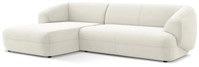 Бял кадифен ъглов диван (ляв ъгъл) Moana – Makamii