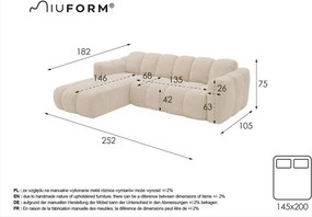 Кремав шенилов сгъваем ъглов диван (ляв ъгъл) Michell – Miuform