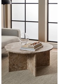 Светлокафява мраморна кръгла масичка за кафе ø 90 cm Vega – Actona