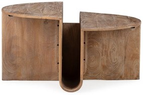 Кръгла масичка за кафе от масивно манго в тъмно естествен цвят ø 80 cm Divya – MOME