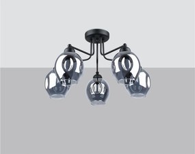 Черно осветително тяло за таван със стъклен абажур 59x59 cm Garten – Sollux