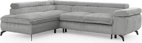 Светлосив ъглов диван от рипсено кадифе (ляв ъгъл L форма) Marbeya – Ropez