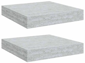 326589 vidaXL Окачени стенни рафтове, 2 бр, бетонно сиви, 23x23,5x3,8 см, МДФ