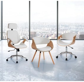 Офис стол от имитация на кожа в бял и естествен цвят Visby – Tomasucci