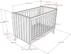 Бежово детско креватче 60x120 cm от масивен бор с регулируема височина Sezane – Vipack