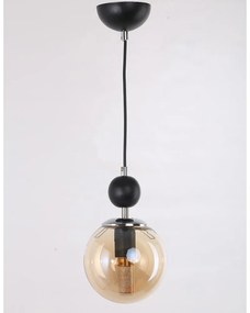 Висящо осветително тяло със стъклен абажур в цвят жълта охра и черно ø 15 cm Marble – Squid Lighting