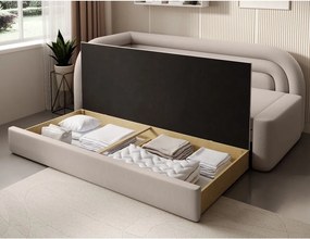 Бежов кадифен разтегателен диван с място за съхранение ляв ъгъл 223 cm Fabillo – ELTAP