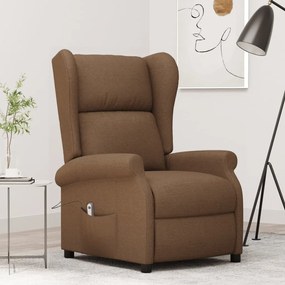 3098323 vidaXL Wingback електрически реклайнер стол, кафяви, текстил