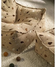 Светлокафяв детски пуф от букле и шенил Terrazzo Square – Wigiwama