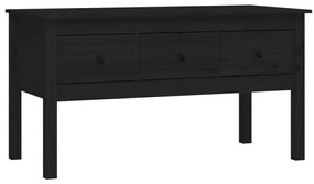 820945 vidaXL Кафе маса, черна, 102x49x55 см, борово дърво масив