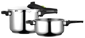 Разопакован: Комплект 2 бр тенджери под налягане Fagor Rapid Xpress, 4+6 л, 2 нива 60/100 kPa, 5 системи за безопасност, Стомана 18/10, Сребрист