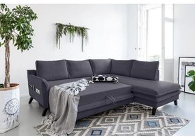 Антрацитен ъглов разтегателен диван десен ъгъл Charming Charlie - Miuform