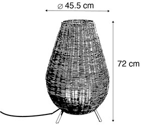 Подова лампа от ратан с димиране IP65 с дистанционно управление - Saona