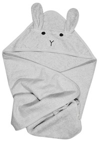 Сива памучна детска хавлия с качулка 76x76 cm Rabbit – Kindsgut