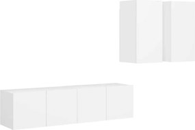 3078685 vidaXL Комплект ТВ шкафове от 4 части, бял, инженерно дърво