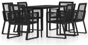 3099158 vidaXL Градински трапезен комплект, 7 части, черен