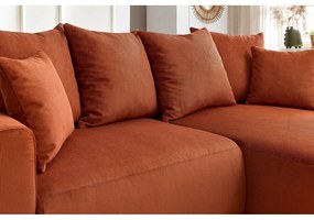 Оранжев кадифен ъглов диван Enjoy – Bobochic Paris