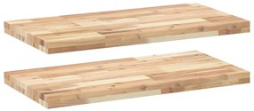 3279480 vidaXL Плаващ рафт 2 бр 100x40x4 см необработено дърво акация масив