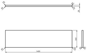 Плоча под мивката от масивен дъб в естествен цвят 140x36 cm Woody – Sapho