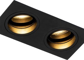 Интелигентен вграден прожектор черен правоъгълен регулируем вкл. 2 WiFi GU10 - Chuck