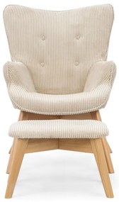 Бежов фотьойл с табуретка от рипсено кадифе Niko – Ropez