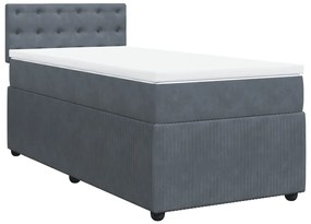 3287675 vidaXL Боксспринг легло с матрак, тъмносиво, 100x200 см, кадифе