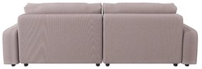Светлорозов разтегателен ъглов диван от рипсено кадифе (променлив) Sara – Ropez