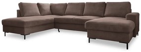 Кафяв разтегателен ъглов диван от рипсено кадифе (ляв ъгъл) Lofty Lilly – Miuform