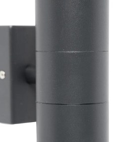 Външна стенна лампа тъмно сива 2-лампова IP44 - Duo