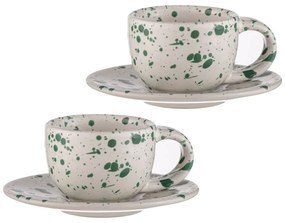 Бяло-зелени керамични чаши за еспресо 100 ml в комплект от 2 Carnival - Ladelle