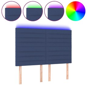 3122568 vidaXL LED горна табла за легло, синя, 144x5x118/128 см, плат
