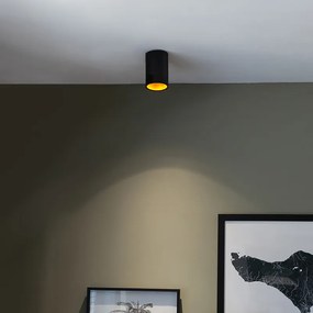 Интелигентен прожектор черен със злато, включващ WiFi GU10 източник на светлина - Deep